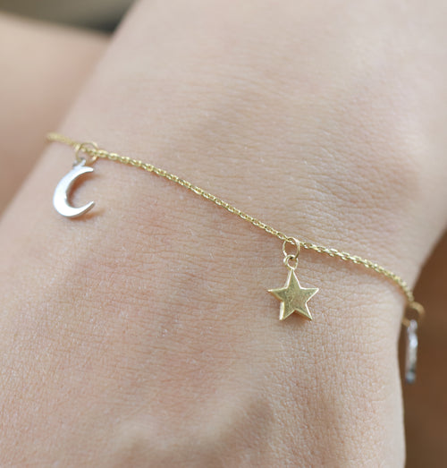 Pulsera Estrella y Luna Charm