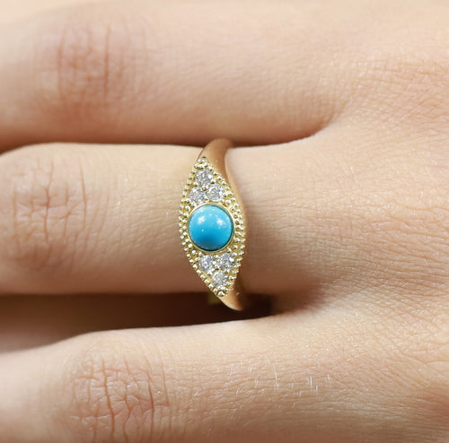 Anillo Ojo Turco Con Turquesa