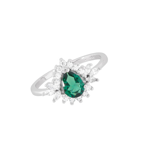 Anillo gota destellos verde