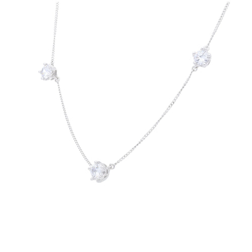 Collar de Corona de Plata con Circonia y Baño de Rodio - Alnur Joyería