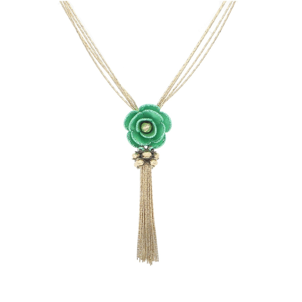 Juego de Rosas Verdes de Oro de 14k - Alnur Joyería
