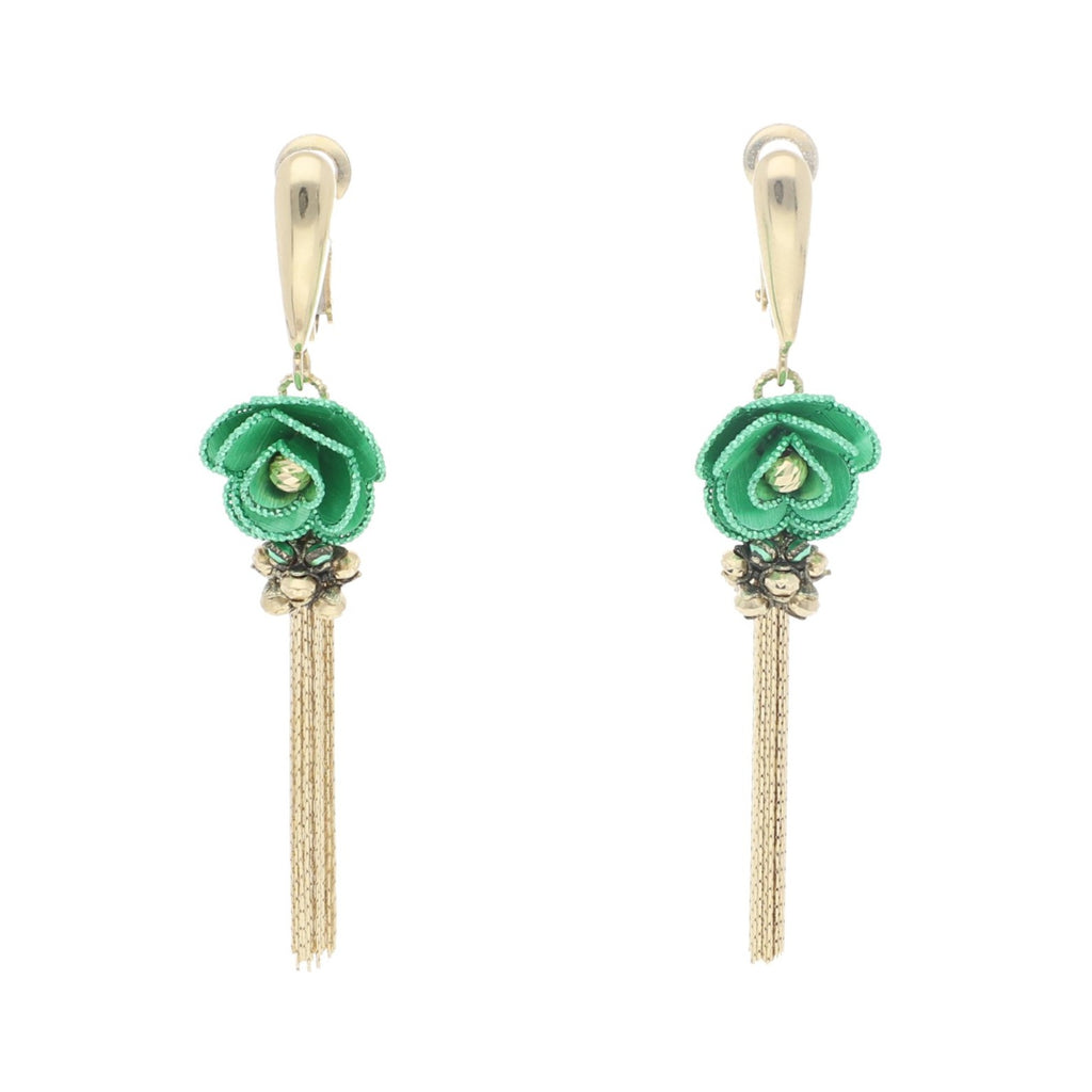 Juego de Rosas Verdes de Oro de 14k - Alnur Joyería