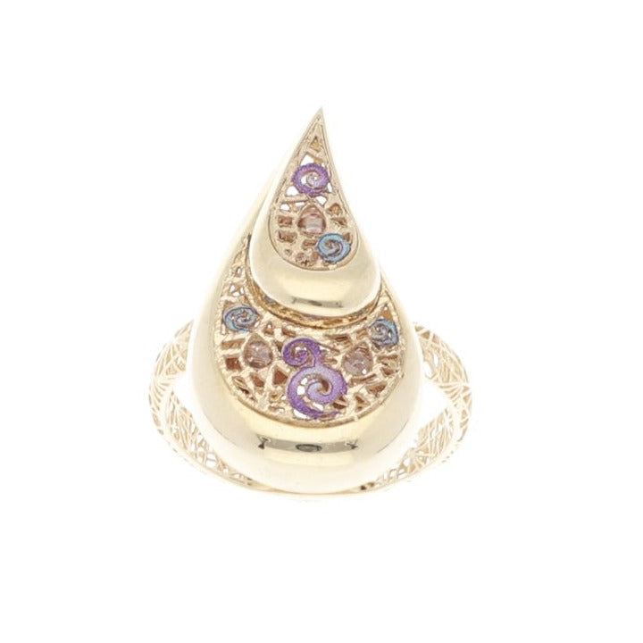 Juego de Oro Amarillo de 14k con Espirales Esmaltados - Alnur Joyería