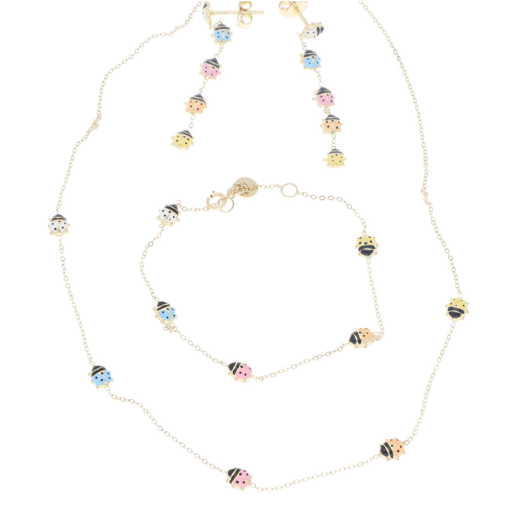 Juego de Catarinas Esmaltadas en Oro de 14k - Alnur Joyería