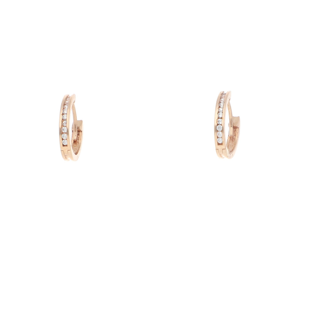 Arracadas Huggies de Oro Rosa de 14k con Circonias