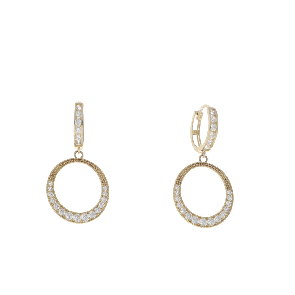 Arracadas con Circulo Colgante de Oro de 14k