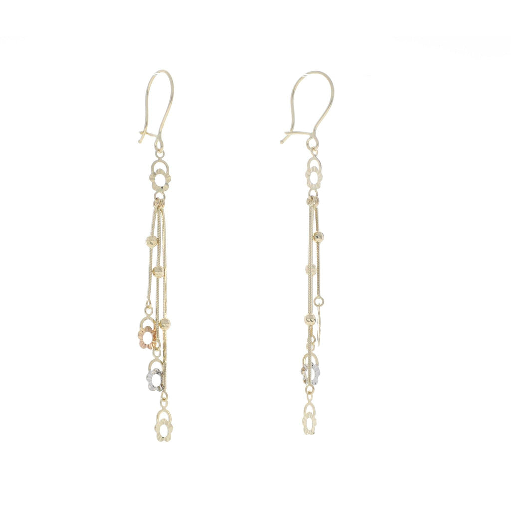 Arete con Tiras Colgantes de Flores de Oro Florentino de 14k - Alnur Joyería