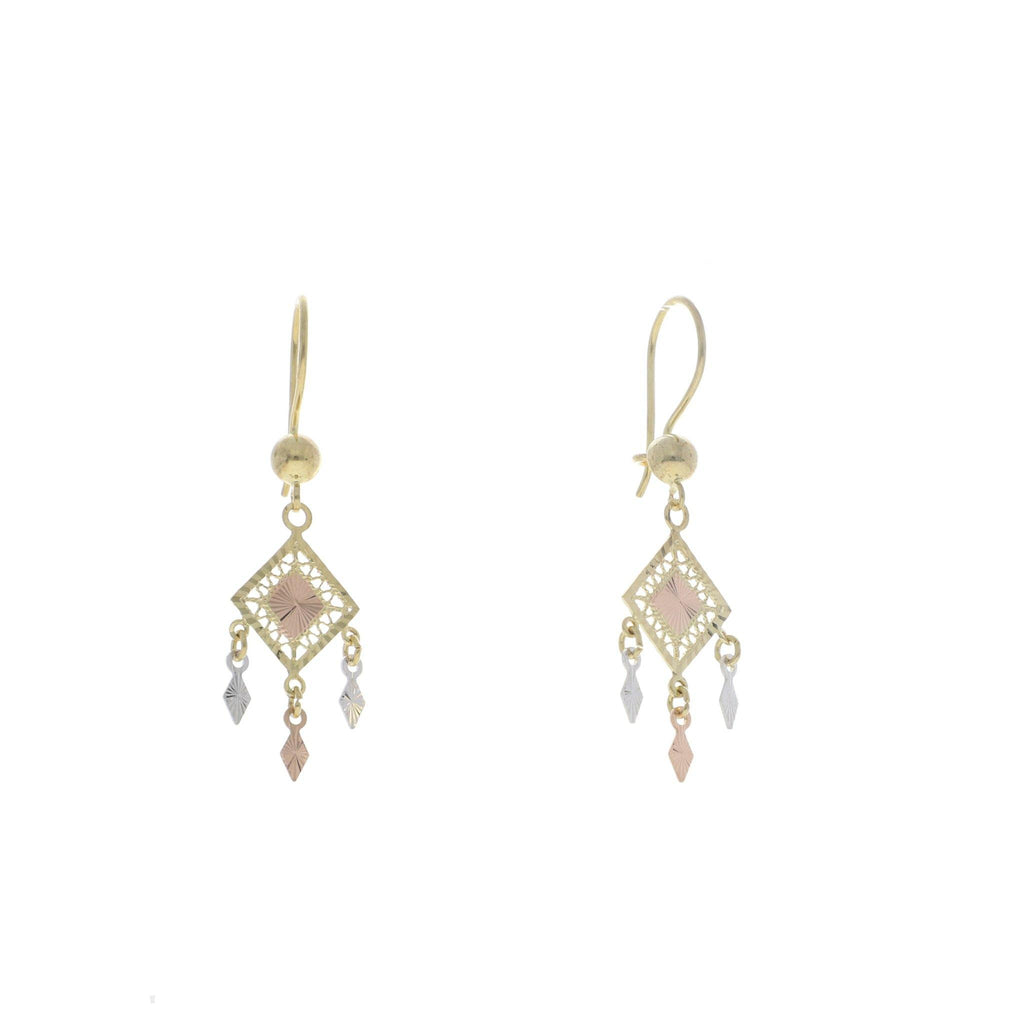 Aretes de Rombos de Oro Florentino de 14k - Alnur Joyería