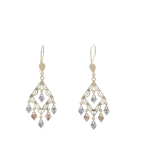 Aretes Grandes de Filigrana de Oro Florentino de 14k