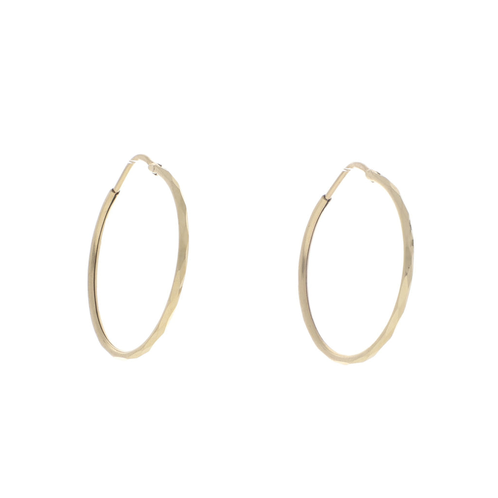 Arracadas Medianas Facetadas de Oro de 14k
