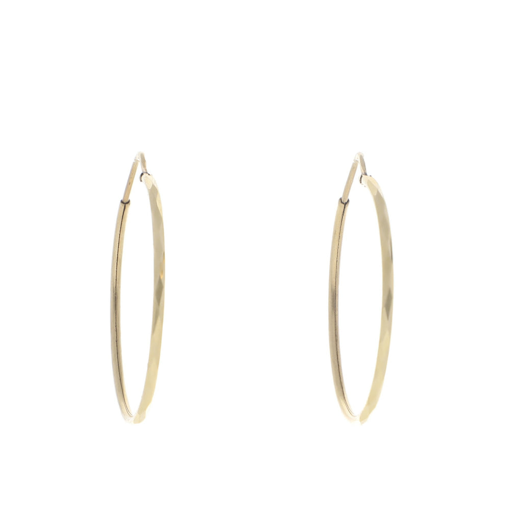 Arracadas Grandes Facetadas de Oro de 14k