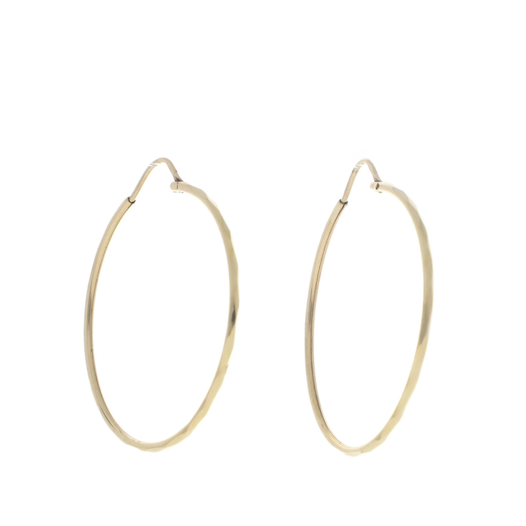Arracadas Extra Grandes Facetadas de Oro de 14k
