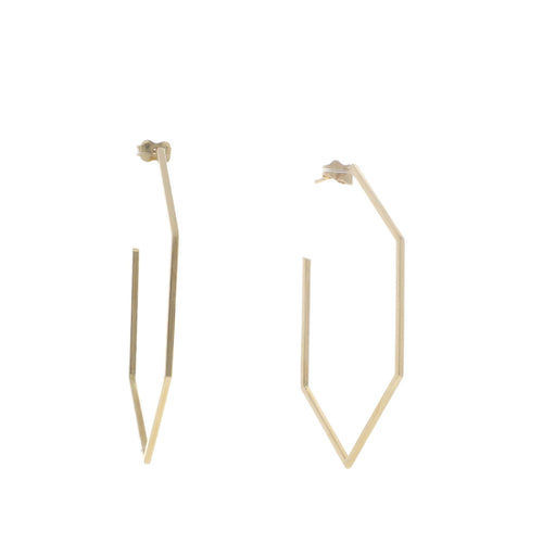 Aretes de HexÁ¡gono de Oro de 14k - Alnur Joyería