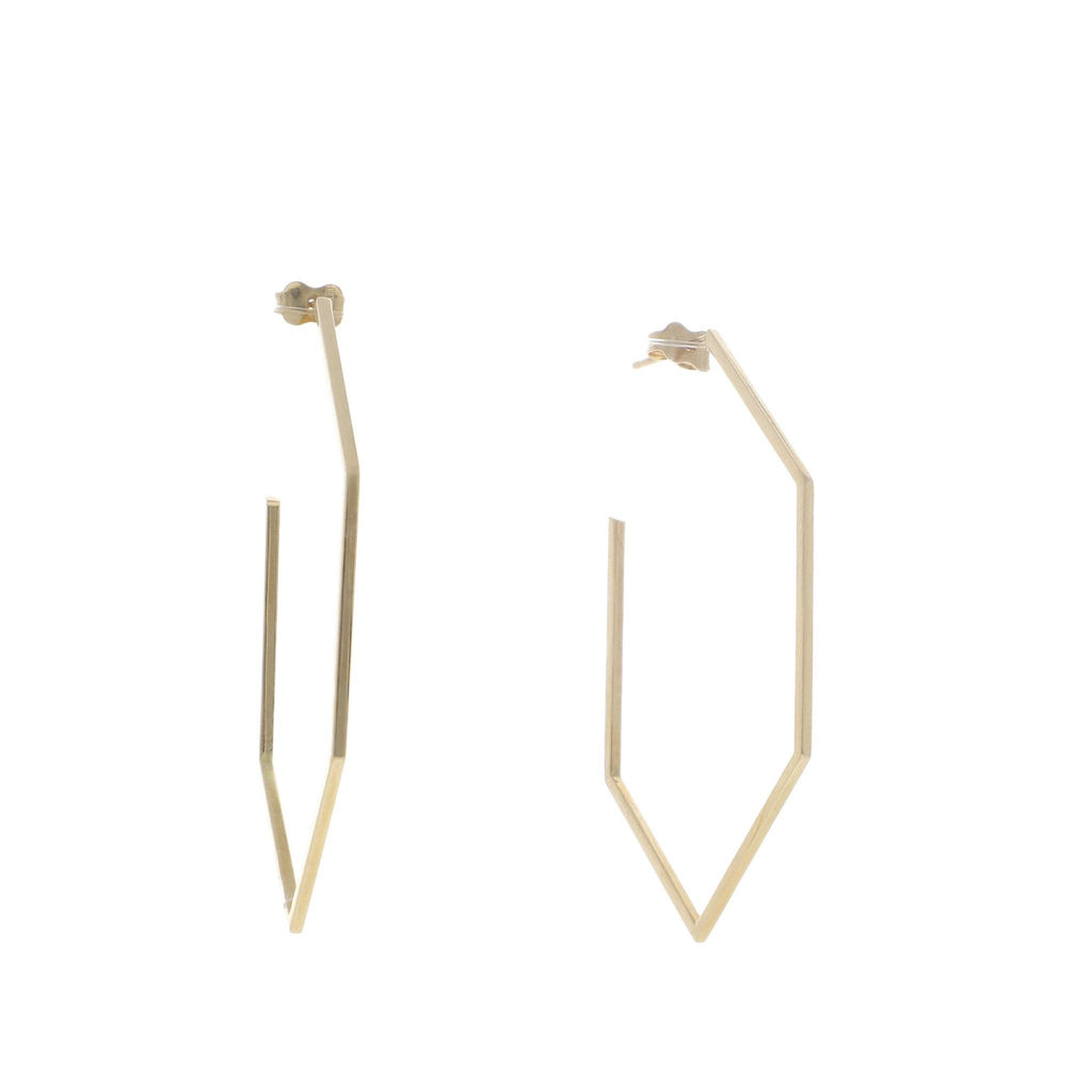 Aretes de Hexágono de Oro de 14k - Alnur Joyería