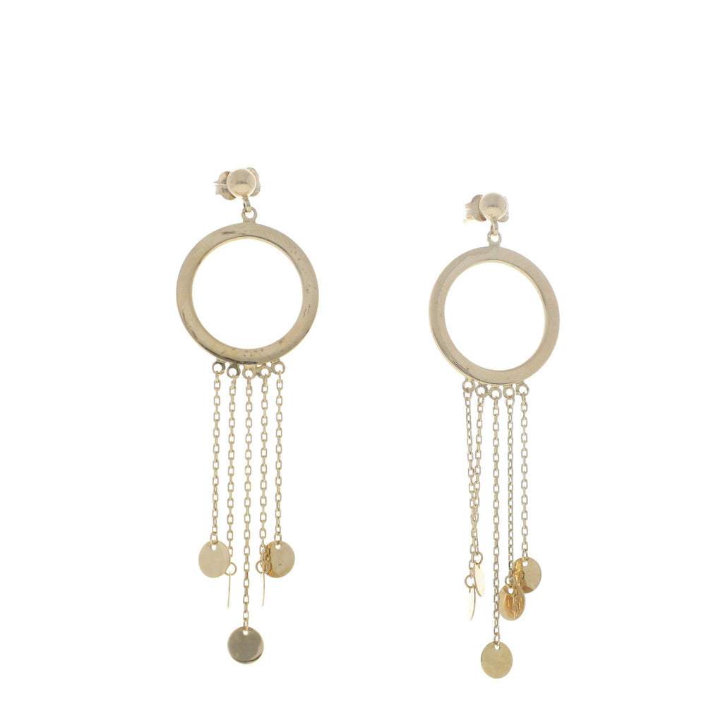 Arete de Circulo con Colgantes de Oro de 14k - Alnur Joyería