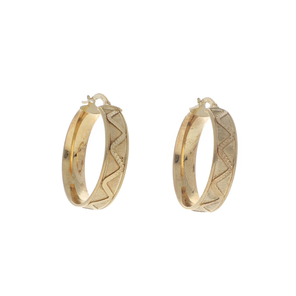 Arracada Ancha Zigzag de Oro de 14k