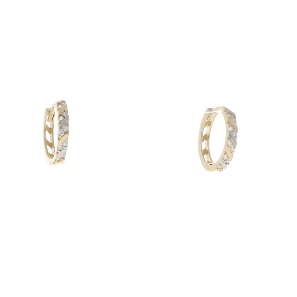 Arracadas Huggies de Oro de 14k con Circonias