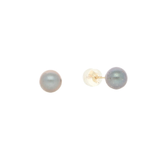 Broqueles de Perla Akoya Negra con Oro de 14k