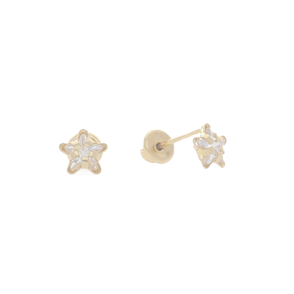 Broqueles de Circonia Estrella en Oro de 14k