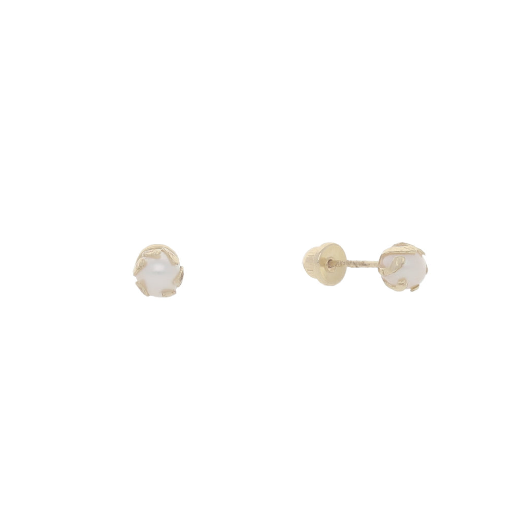 Broqueles de Perla con Uñas de Oro de 14k de 3.9 mm