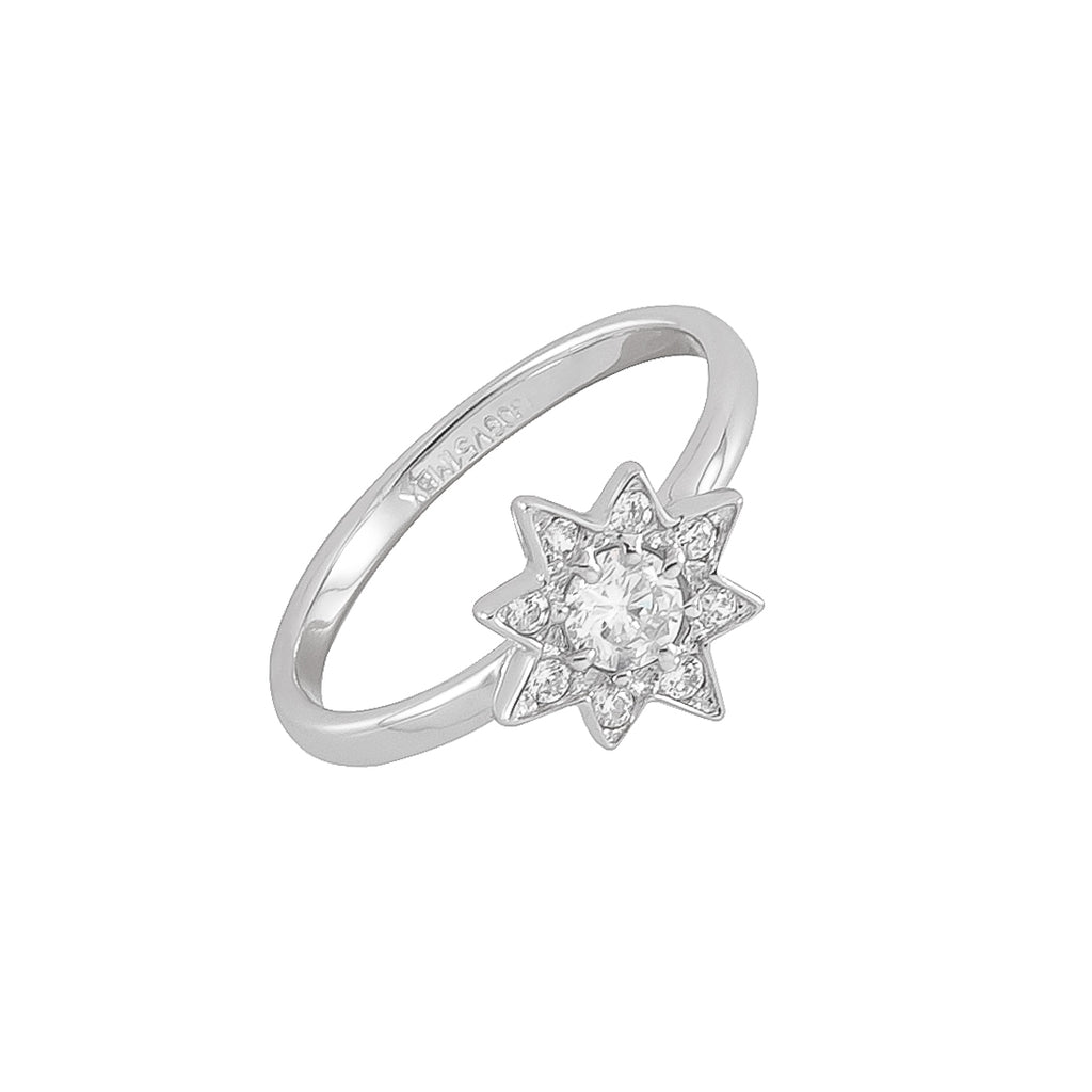 Anillo Estrella Flor Blanca