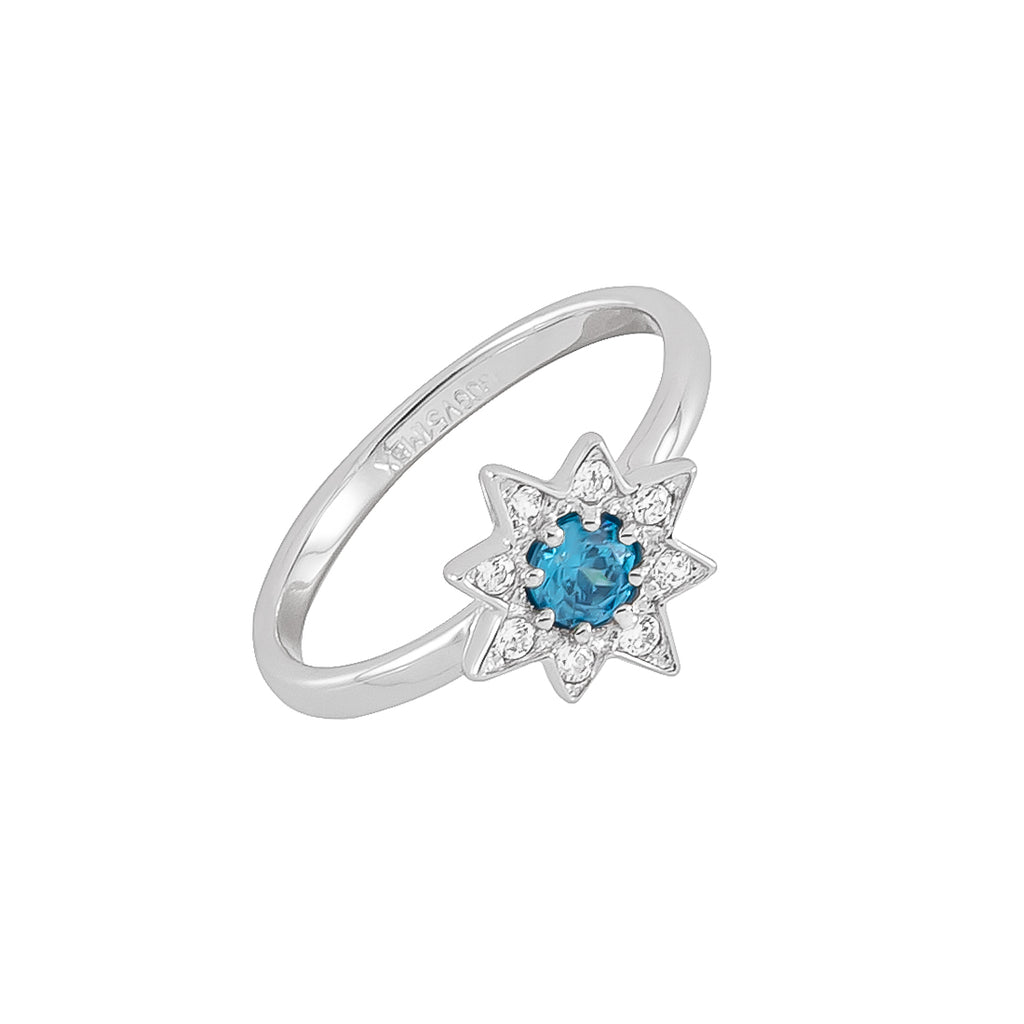 Anillo Flor Estrella Celeste