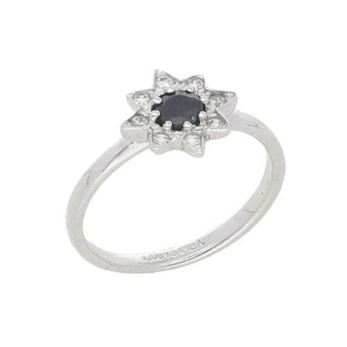 Anillo Estrella Flor Negra