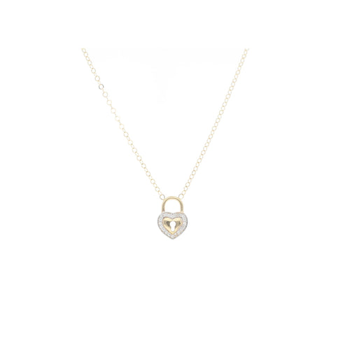 Gargantilla de Candado de Corazón de Oro de 14k con Circonias - Alnur Joyería
