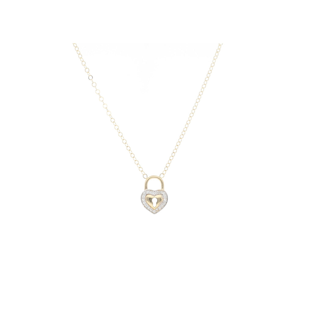 Gargantilla de Candado de Corazón de Oro de 14k con Circonias - Alnur Joyería