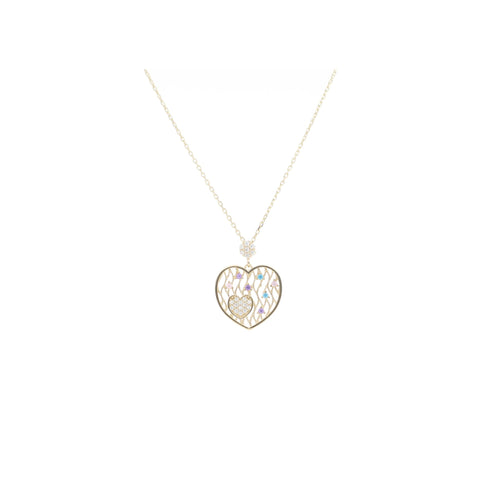 Gargantilla de Corazón de Oro de 14k con Circonias - Alnur Joyería