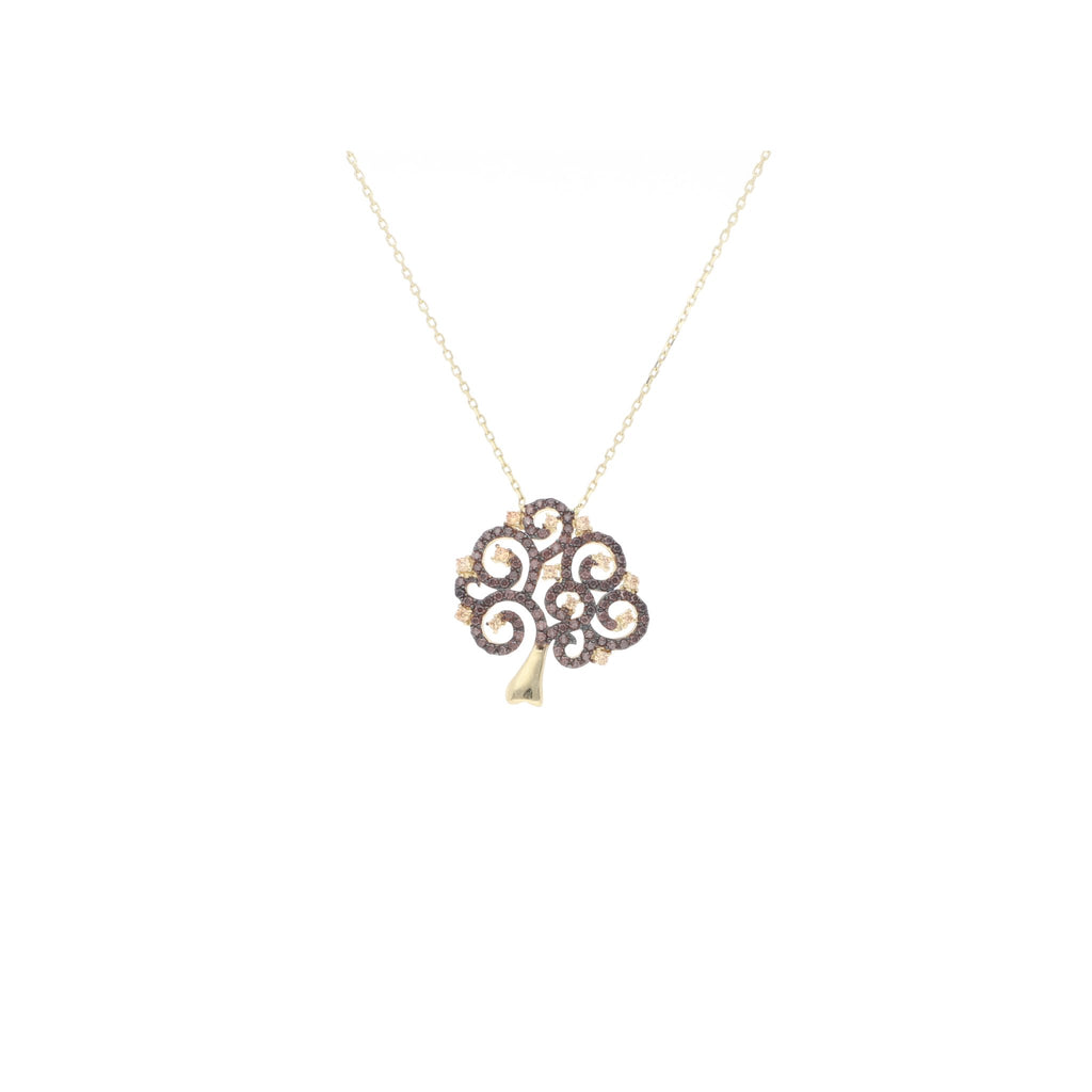 Gargantilla de Árbol de Oro de 14k con Circonias - Alnur Joyería