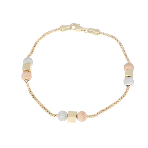 Pulsera de Oro de 14k con Esferas y Cubos - Alnur Joyería