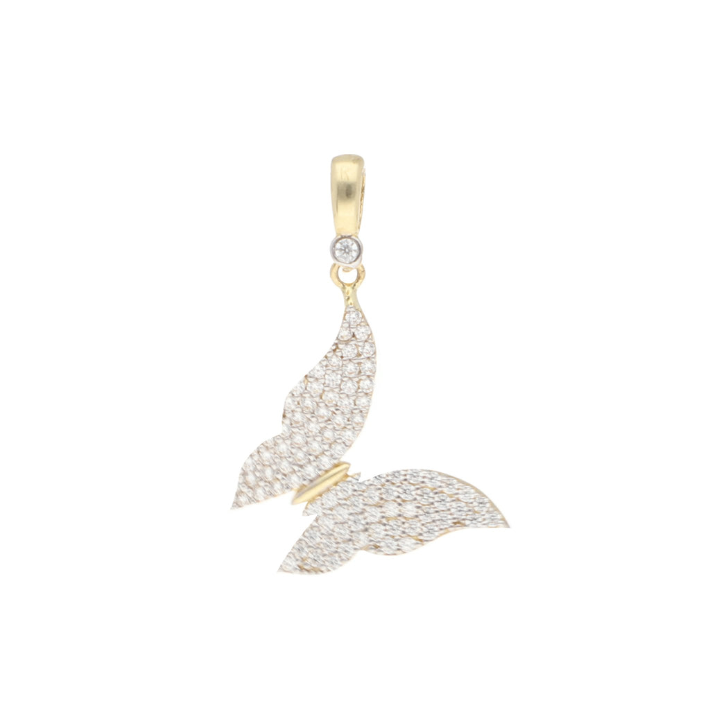 Dije de Mariposa de Oro de 14k con Pave de Circonias