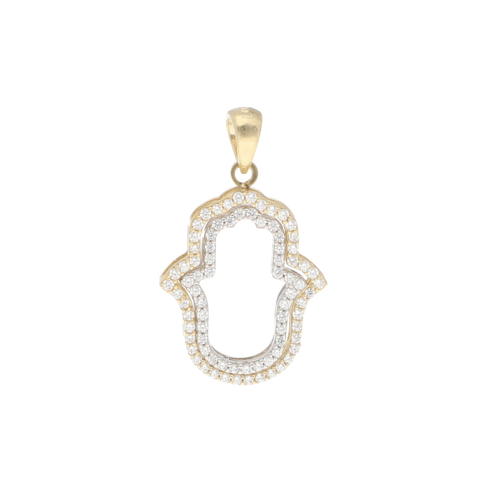 Dije de Mano de Fatima de Oro de 14k con Circonias