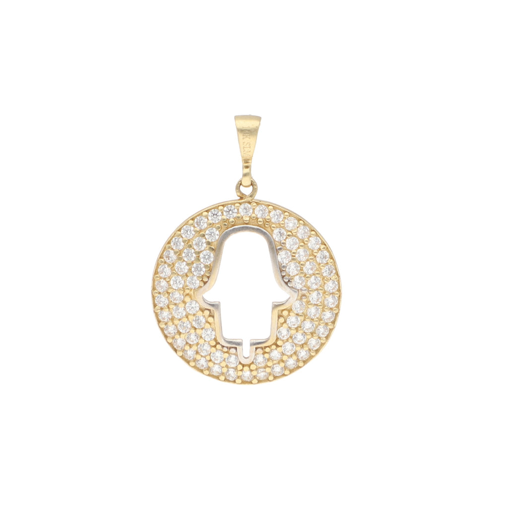 Dije de Mano de Fatima de Oro de 14k con Circonias