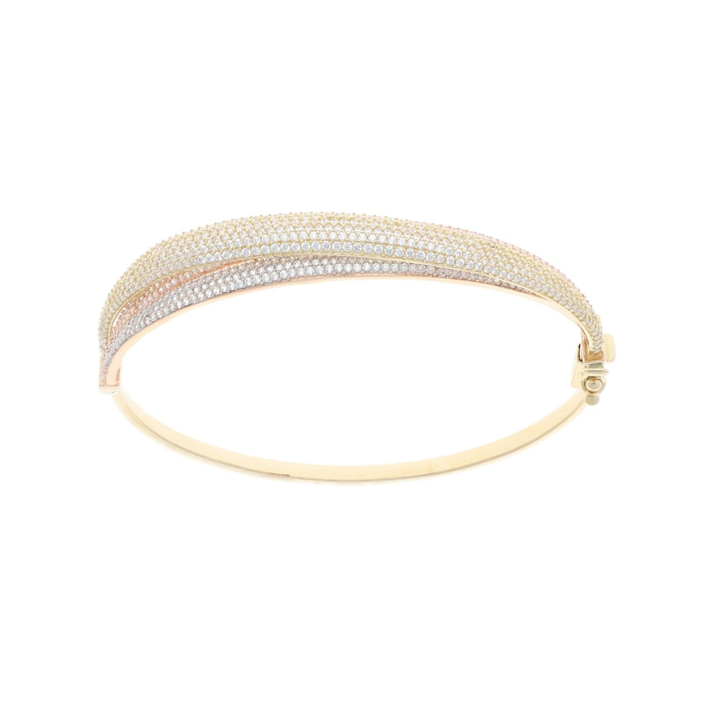 Brazalete Triple de Oro de 14k con Circonias - Alnur Joyería