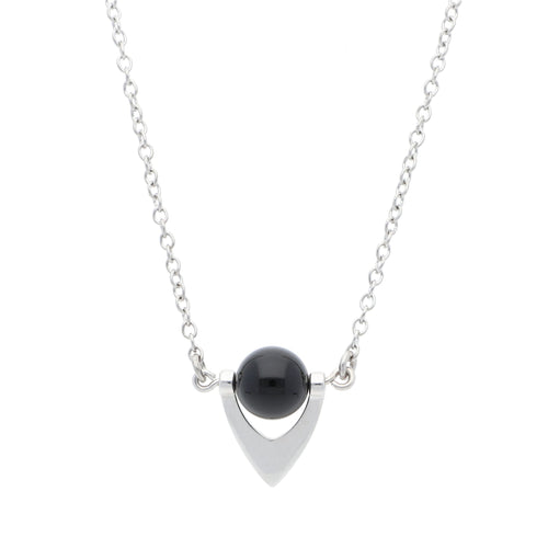 Gargantilla de Plata con Onyx y Baño de Rodio - Alnur Joyería