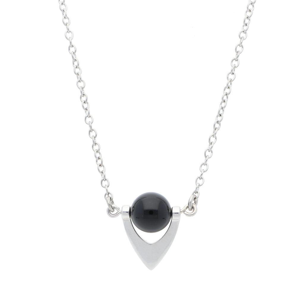 Gargantilla de Plata con Onyx y Baño de Rodio - Alnur Joyería