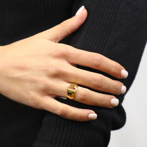 Anillo de Cerrojo de Plata con Baño de Oro - Alnur Joyería