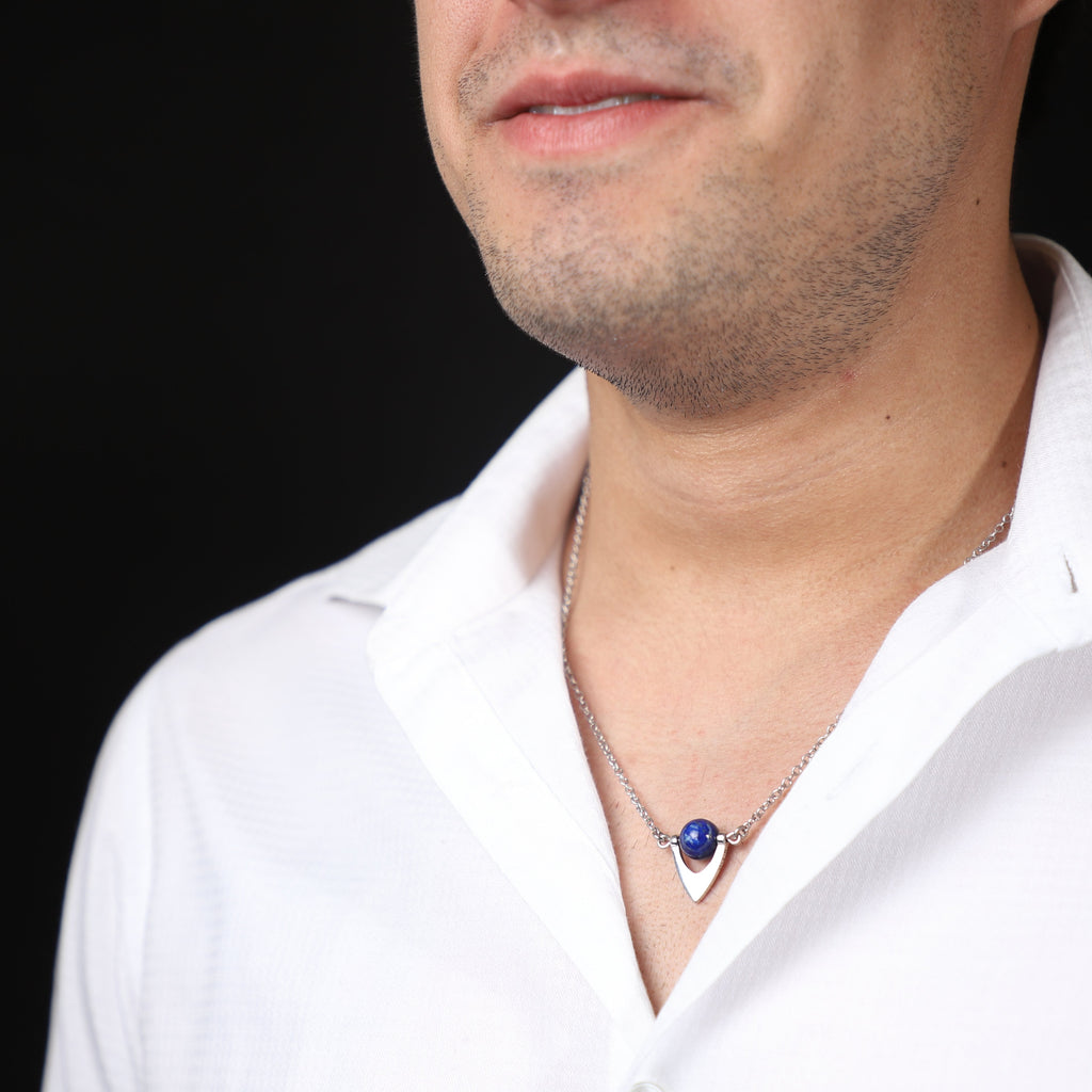 Gargantilla de Plata con Lapis Lazuli y Baño de Rodio - Alnur Joyería