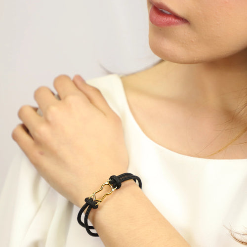 Pulsera de Cerrojo de Plata con Baño de Oro y Paracord - Alnur Joyería