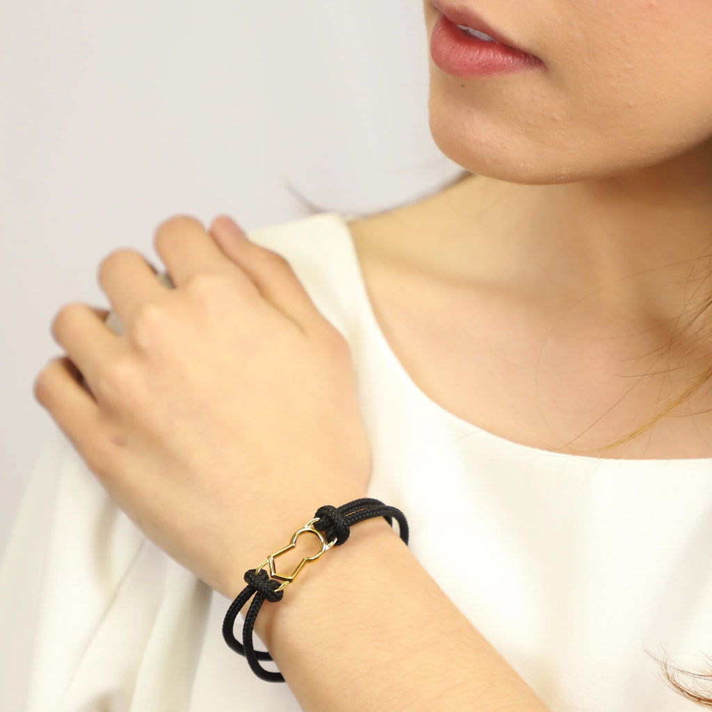 Pulsera de Cerrojo de Plata con Baño de Oro y Paracord - Alnur Joyería