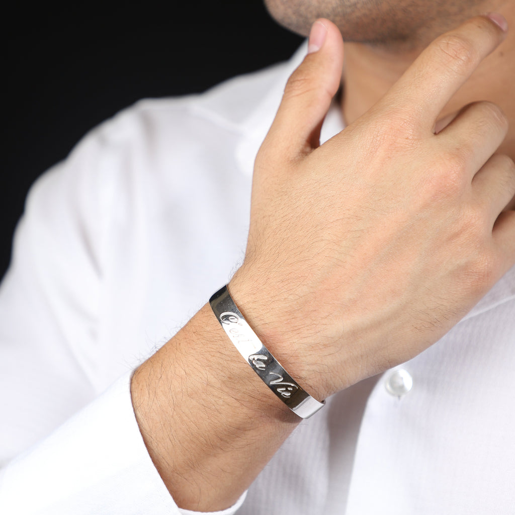 Brazalete C'est la Vie (Asi es la Vida) de Plata con Baño de Rodio - Alnur Joyería