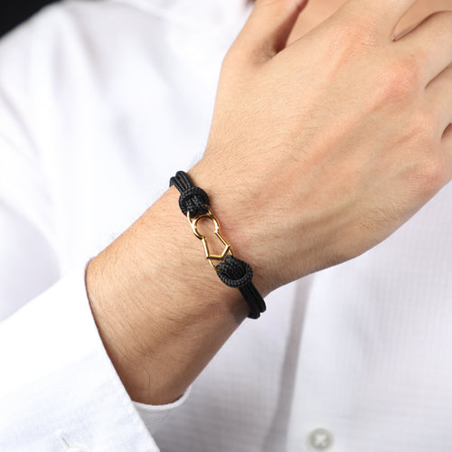 Pulsera de Cerrojo de Plata con Baño de Oro y Paracord - Alnur Joyería