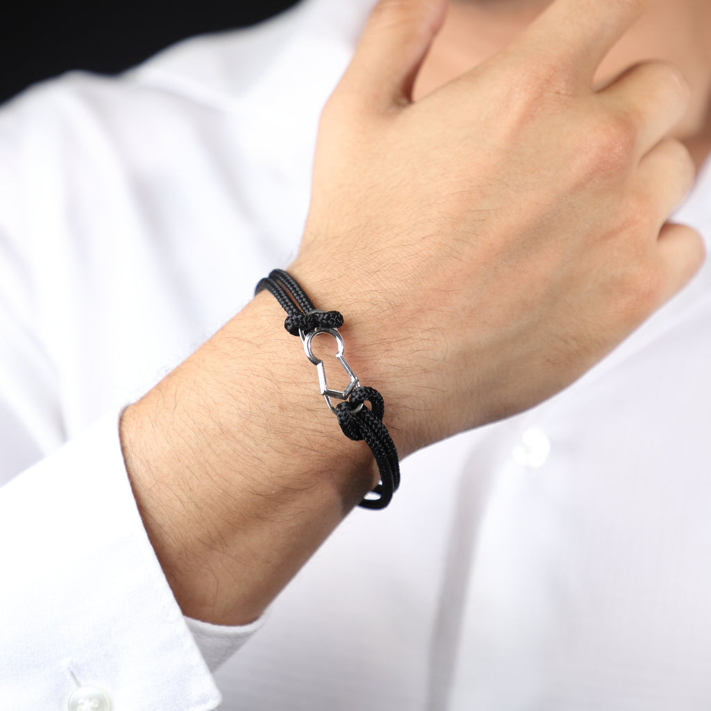 Pulsera de Cerrojo de Plata con Baño de Rodio y Paracord - Alnur Joyería