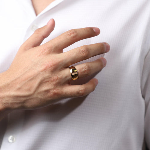 Anillo de Cerrojo de Plata con Baño de Oro - Alnur Joyería