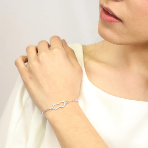 Pulsera de Cerrojo de Plata con Circonias y Baño de Rodio - Alnur Joyería