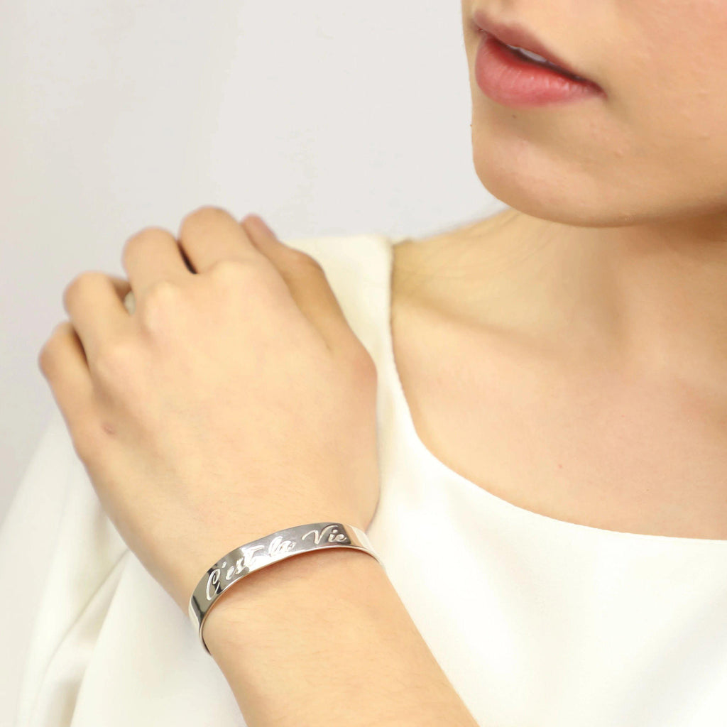 Brazalete C'est la Vie (Asi es la Vida) de Plata con Baño de Rodio - Alnur Joyería