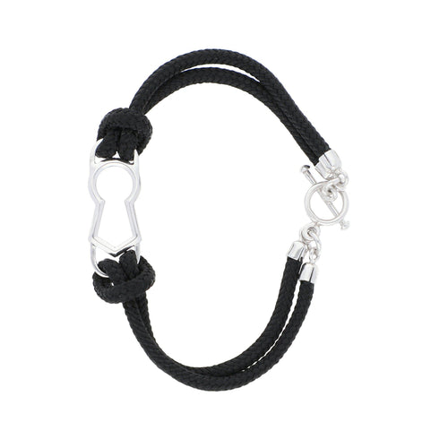 Pulsera de Cerrojo de Plata con Baño de Rodio y Paracord - Alnur Joyería