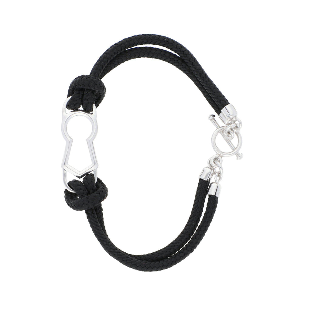Pulsera de Cerrojo de Plata con Baño de Rodio y Paracord - Alnur Joyería